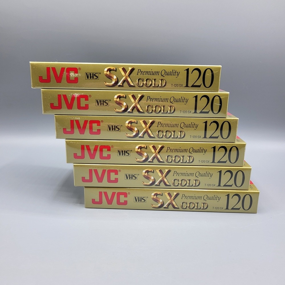 JVC VHS Tapes Lot of 6 SX Gold T-120 Premium Quality Blank Videocassettes 6hr EP